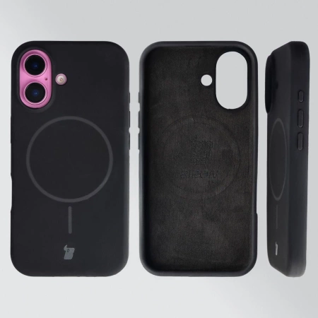Silikonowe etui z pierścieniem magnetycznym Bizon Soft Case Magnetic do iPhone 16, czarne