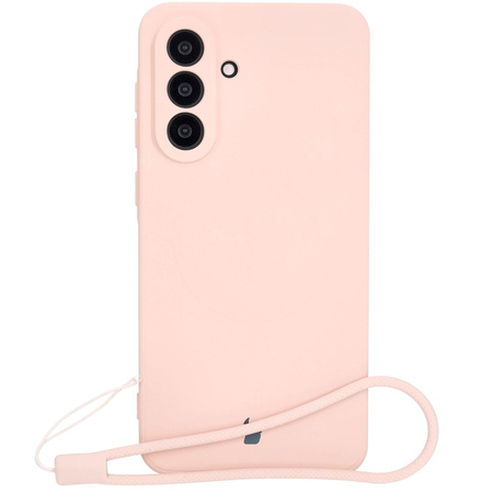 Silikonowe etui z pierścieniem magnetycznym Bizon Case Silicone Magnetic Sq do Galaxy A56 5G, jasnoróżowe