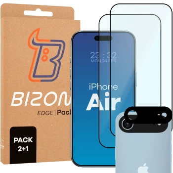 2x Szkło + szybka na aparat Bizon Edge Pack do iPhone Air