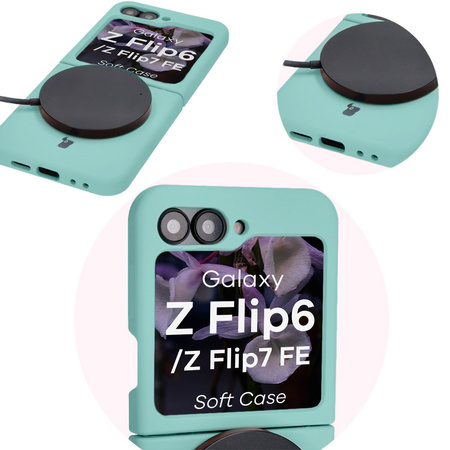 Silikonowe etui Bizon Soft Case do Galaxy Z Flip7 FE / Z Flip6, turkusowe