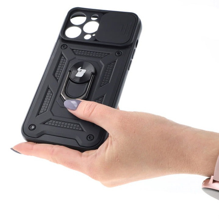 Etui Bizon Case CamShield Ring do iPhone 13 Pro Max, czarne