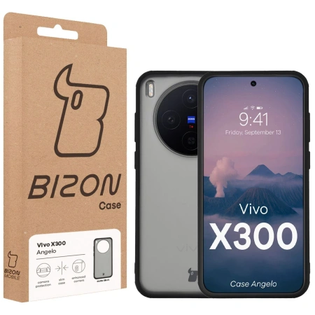Etui Bizon Case Angelo do Vivo X300, przydymione z czarną ramką