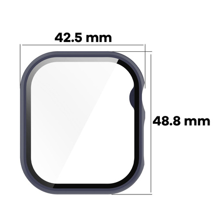 Etui ze szkłem do zegarka Bizon Case+Glass Watch do Apple Watch 11 / 10 (46mm), ciemnoniebieskie