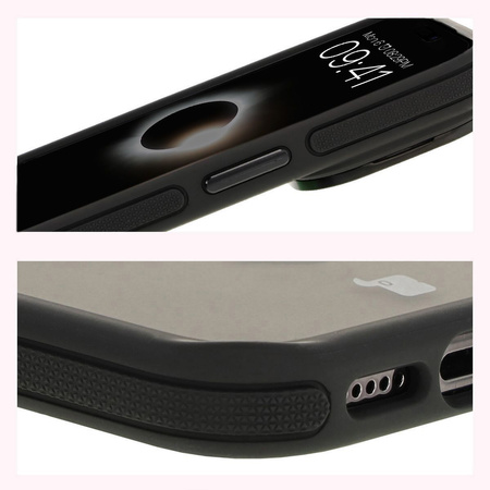 Etui z podstawką i pierścieniem magnetycznym Bizon Case Eclipse do iPhone 15 Pro, przydymione z czarną ramką