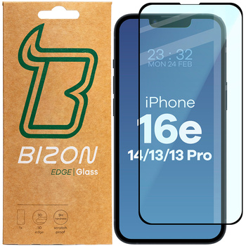 Szkło hartowane Bizon Glass Edge 2 do iPhone 16e / 14 / 13 / 13 Pro, czarne