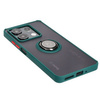 Etui z uchwytem na palec Bizon Case Hybrid Ring do Xiaomi Redmi Note 13 5G, przydymione z ciemnozieloną ramką