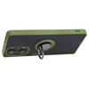 Etui z uchwytem na palec Bizon Case Hybrid Ring do Xiaomi Poco F5, przydymione z zieloną ramką