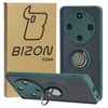 Etui z uchwytem na palec Bizon Case Hybrid Ring do Honor Magic6 Lite, przydymione z ciemnozieloną ramką