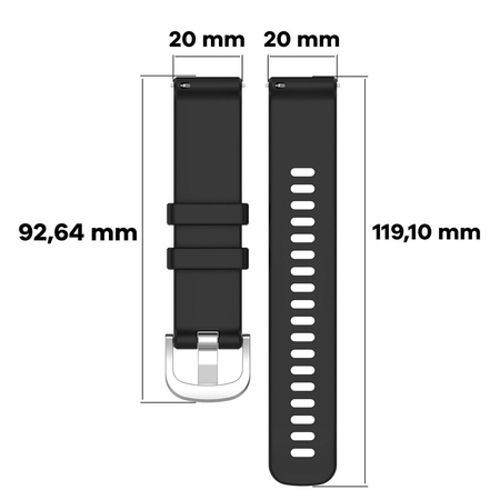 Pasek silikonowy do smartwatcha, Bizon Strap Watch Silicone Pro T, QuickRelease 20 mm, czarny