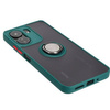 Etui z uchwytem na palec Bizon Case Hybrid Ring do Xiaomi Redmi 13C / Xiaomi Poco C65, przydymione z ciemnozieloną ramką