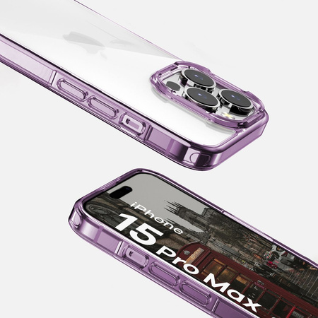 Etui Bizon Case Halo do iPhone 15 Pro Max, przezroczysto-fioletowe