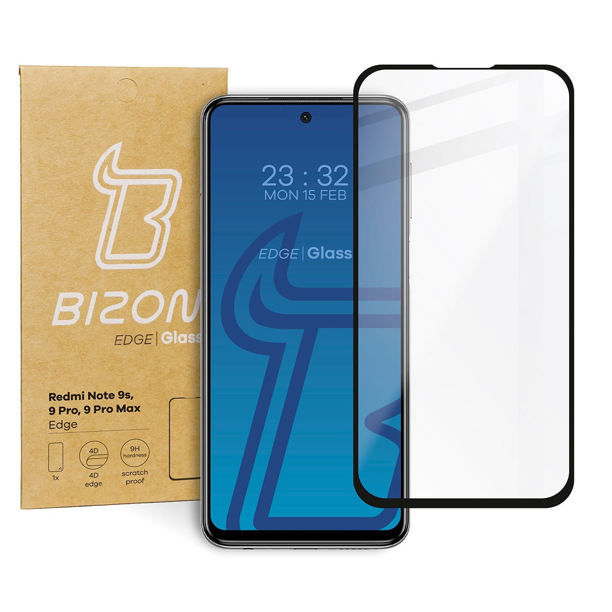 Szkło hartowane Bizon Glass Edge do Redmi Note 9S/ 9 Pro/ 9 Pro Max, czarne