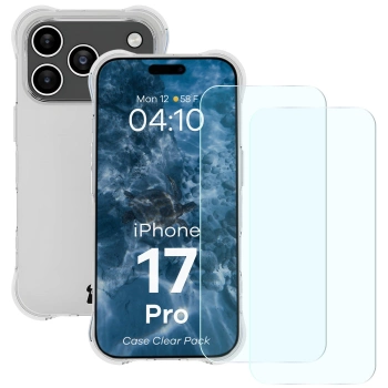 Elastyczne etui + 2x szkło hartowane Bizon Case Clear Pack do iPhone 17 Pro