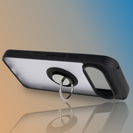 Etui z uchwytem na palec Bizon Case Hybrid Ring do Google Pixel 10 / 10 Pro, przydymione z czarną ramką