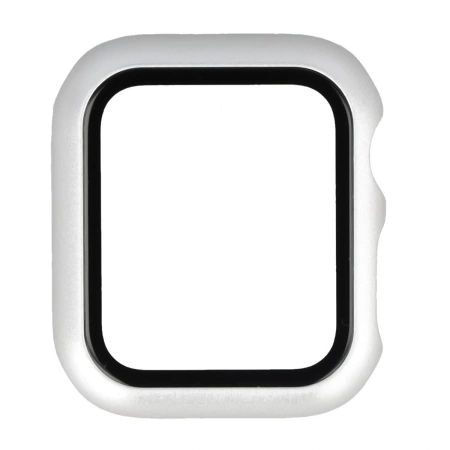 Etui ze szkłem do zegarka Bizon Case+Glass Watch do Apple Watch SE 3 / SE 2 / SE / 6 / 5 / 4 (40 mm), matowe srebrne