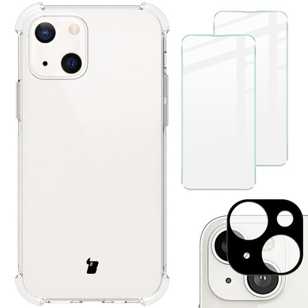 Etui + 2x szkło + obiektyw Bizon Case Clear Pack do iPhone 13, przezroczyste