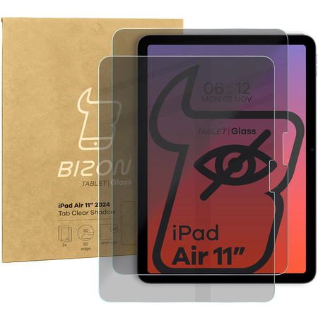 Prywatyzujące szkło hartowane Bizon Glass Tab Clear Shadow do iPad Air 11" M2 6 gen. 2024, 2 sztuki