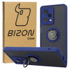 Etui z uchwytem na palec Bizon Case Hybrid Ring do Xiaomi Redmi Note 12 Pro 5G, przydymione z granatową ramką