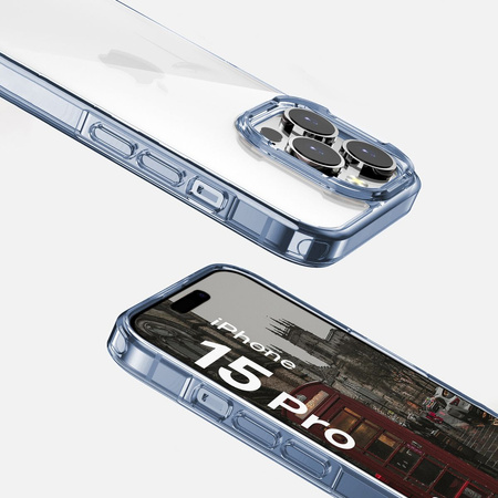 Etui Bizon Case Halo do iPhone 15 Pro, przezroczysto-niebieskie