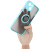 Etui z uchwytem na palec Bizon Case Hybrid Ring do iPhone 14, przydymione z jasnoniebieską ramką