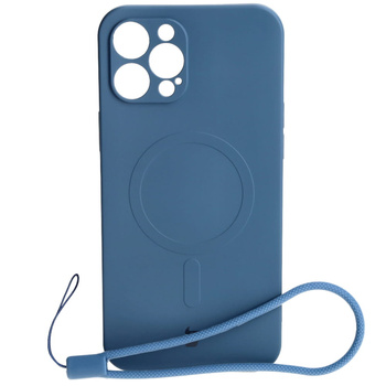 Etui silikonowe z pierścieniem magnetycznym Bizon Case Silicone Magnetic do iPhone 12 Pro Max, granatowe