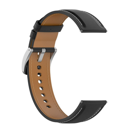Pasek skórzany do smartwatcha, Bizon Strap Watch Casual, Quick Release 22 mm, czarny