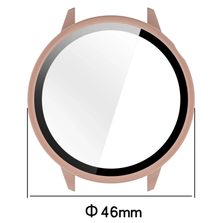 Etui ze szkłem do zegarka Bizon Case+Glass Watch do OnePlus Watch 3 43 mm, różowe