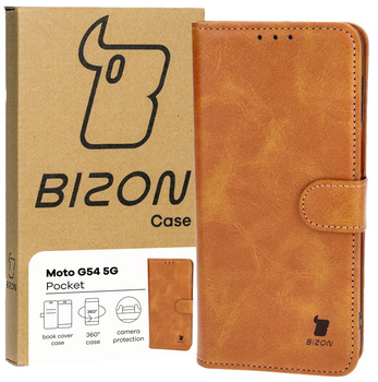 Etui z klapką Bizon Case Pocket do Motorola Moto G54 5G/G54 Power, brązowe