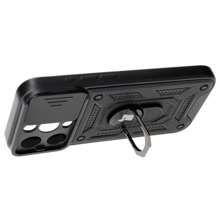 Etui Bizon Case CamShield Ring do iPhone 15 Pro, czarne