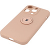 Etui Bizon Case Silicone Ring Sq do iPhone 14 Pro, jasnoróżowe