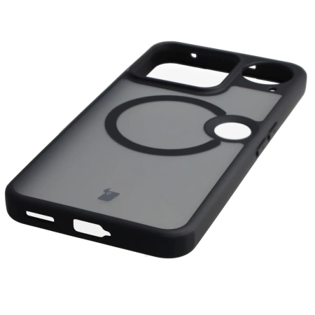Etui z pierścieniem magnetycznym Bizon Case MatteO do Nothing Phone (3), przydymione-czarne
