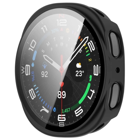 Etui ze szkłem do zegarka Bizon Case+Glass Watch do Samsung Galaxy Watch 8 44 mm, matowe czarne