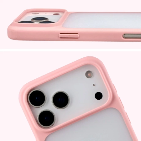 Etui Bizon Case Angelo do iPhone 17 Pro Max, półprzezroczyste z jasnoróżową ramką