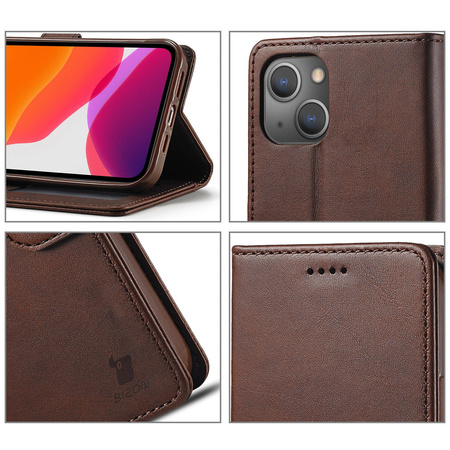 Etui Bizon Case Wallet do iPhone 13 Mini, brązowe