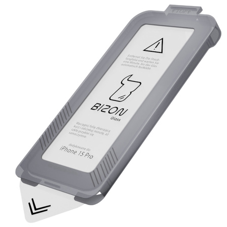 Szkło hartowane z ramką do łatwej aplikacji Bizon Glass Aplikator do iPhone 15 Pro, 2 sztuki