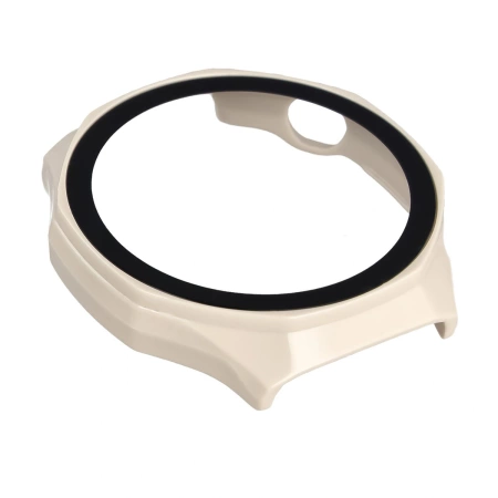 Etui ze szkłem do zegarka Bizon Case+Glass Watch do Huawei Watch GT6 Pro 46 mm, beżowe