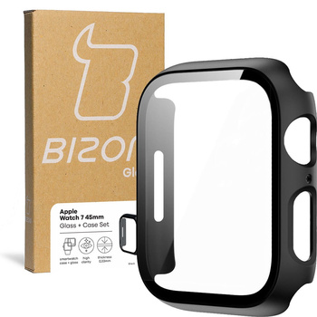 Etui ze szkłem Bizon Case, Case + Glass Set Apple Watch 8/7 45mm, czarne