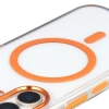 Etui z pierścieniem magnetycznym Bizon Case Marco do iPhone 17, przezroczyste z pomarańczową ramką
