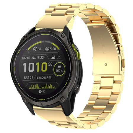 Pasek ze stali nierdzewnej do smartwatcha, Bizon Strap Watch Aura, QuickFit 26 mm, złoty