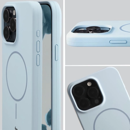 Silikonowe etui z pierścieniem magnetycznym Bizon Soft Case Magnetic do iPhone 15 Pro Max, błękitne