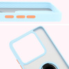 Etui z uchwytem na palec Bizon Case Hybrid Ring do Xiaomi 14T Pro, przydymione z jasnoniebieską ramką