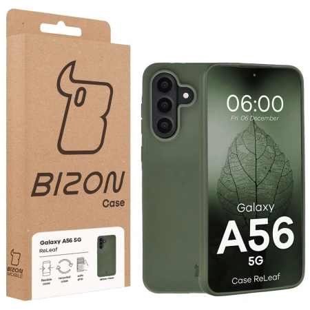 Etui z recyklingu Bizon Case ReLeaf do Galaxy A56 5G, ciemnozielone
