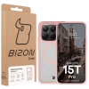 Etui z pierścieniem magnetycznym Bizon Case MatteO do Xiaomi 15T Pro, przydymione-jasnoróżowe