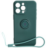Etui Bizon Case Silicone Ring Sq do iPhone 15 Pro Max, ciemnozielone
