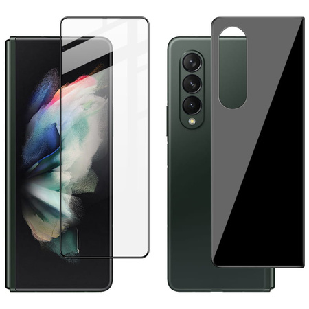 Szkło hartowane Bizon Glass Edge 2 + osłona na tył do Galaxy Z Fold4, czarne