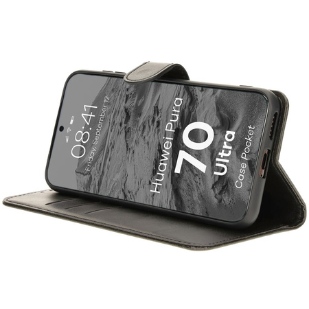 Etui z klapką Bizon Case Pocket do Huawei Pura 70 Ultra, czarne