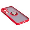 Etui z uchwytem na palec Bizon Case Hybrid Ring do Galaxy A35 5G, przydymione z czerwoną ramką