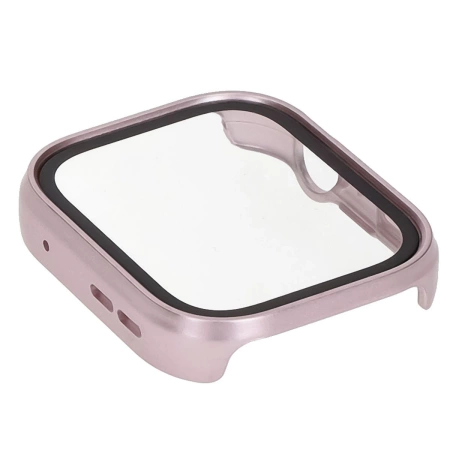 Etui ze szkłem do zegarka Bizon Case+Glass Watch do Huawei Watch Fit 4, satynowo różowe