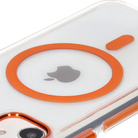 Etui z pierścieniem magnetycznym Bizon Case Marco do iPhone 11, przezroczyste z pomarańczową ramką