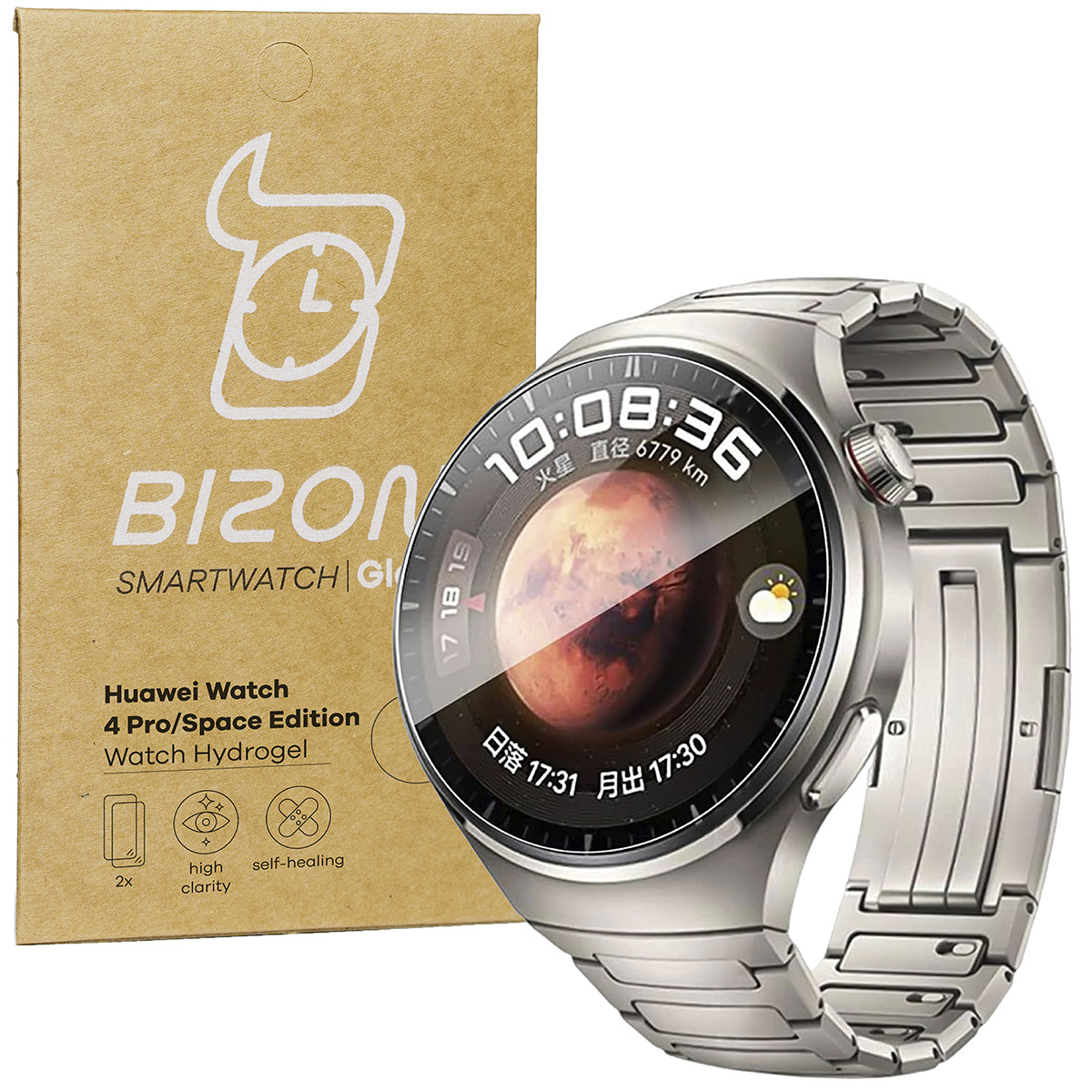 Folia hydrożelowa na ekran Bizon Glass Hydrogel do Huawei Watch 4 Pro / 4 Pro Space Edition, 2 sztuki